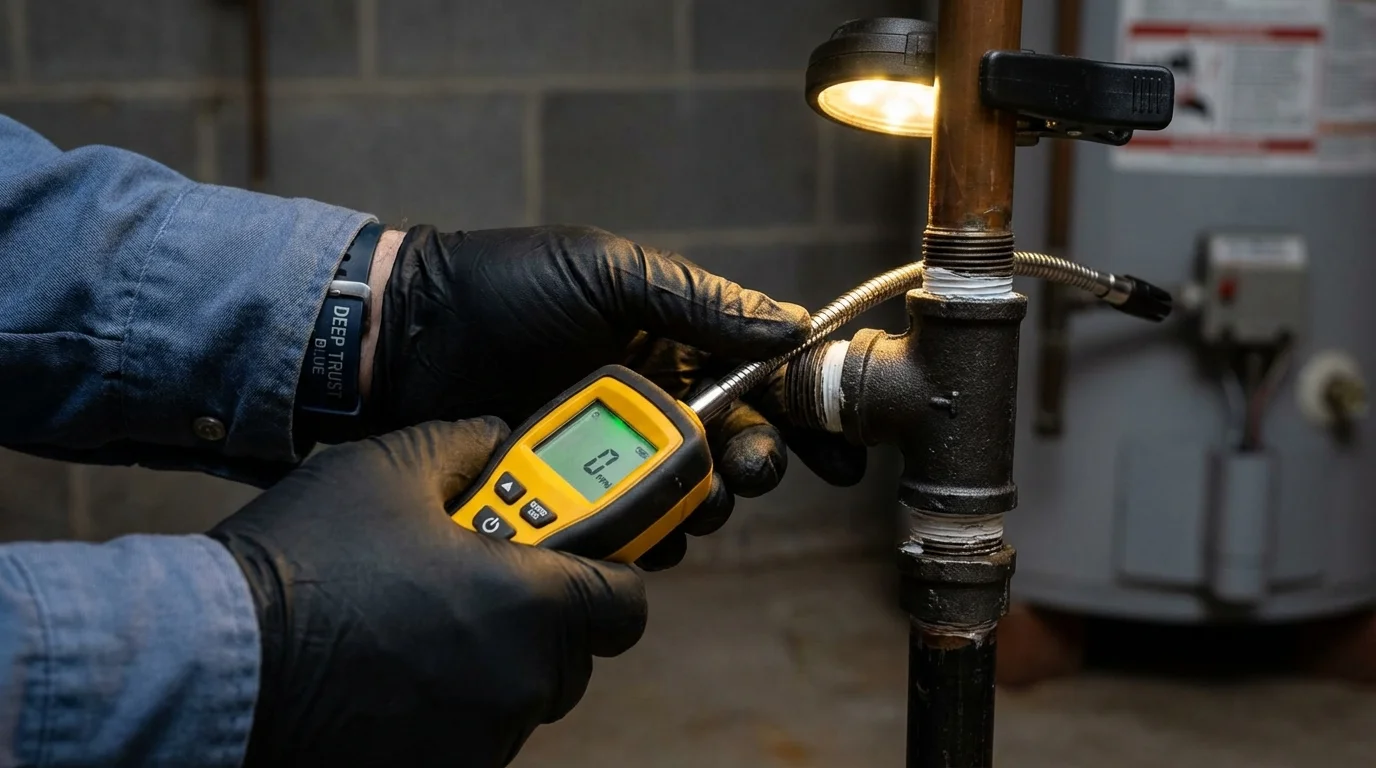 Gas leak detection with electronic sniffer by Johns Plumbing LLC in Colonial Beach