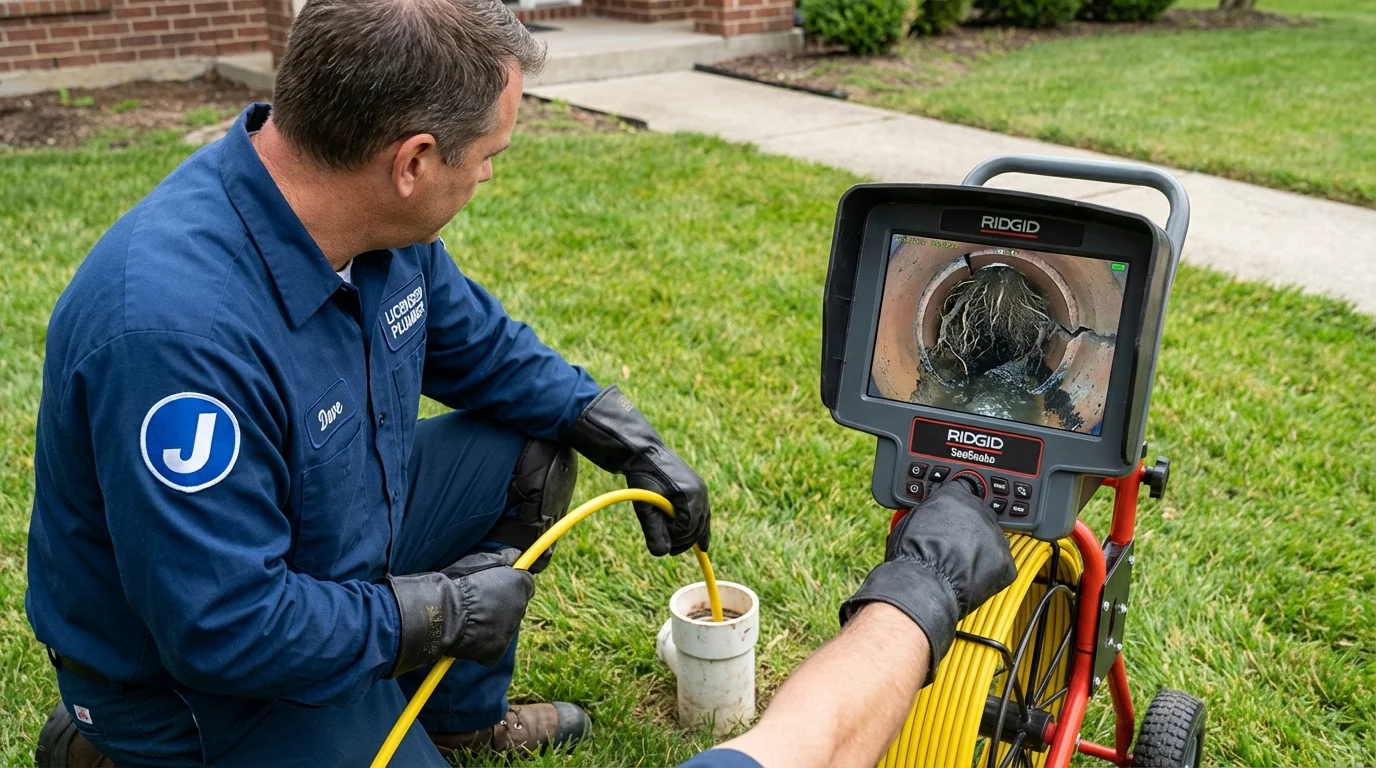 Sewer camera inspection being performed by Johns Plumbing LLC in Colonial Beach